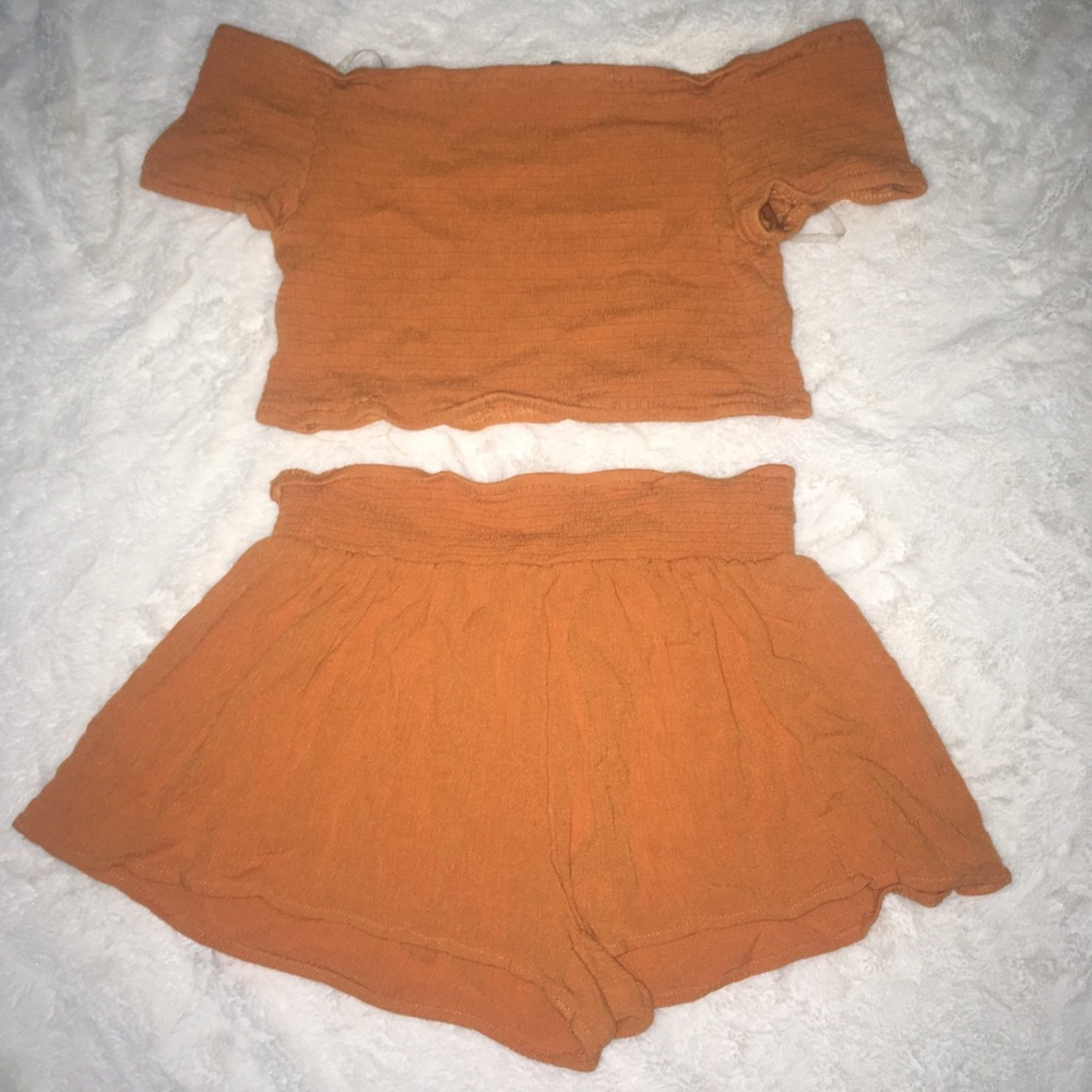 Orange crop top and shorts